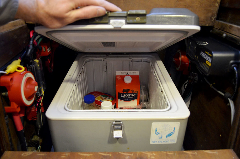 Engel fridge below companionway