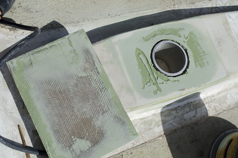 Albin Vega repaired mast step spacer