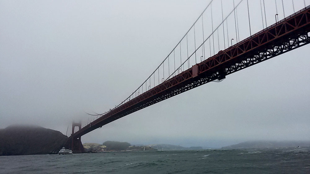 Crossing under the Golden Gate Bridge